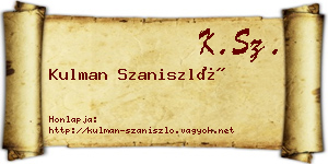 Kulman Szaniszló névjegykártya